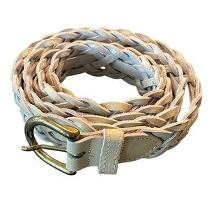 🤍Capezio Braided Cream Leather Belt with Gold Buckle size XXXL. New condition